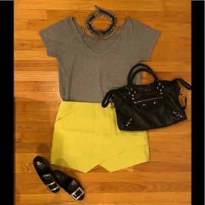 BCBGMAXAZRIA light mustard yellow wrap skirts L
